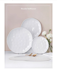 Sáng tạo hạt điểm gốm bít tết bữa ăn tối tấm cao cấp trắng gốm ăn sáng tấm và bánh tấm phẳng để sử dụng nhà - Product Image 6