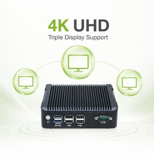 Mini <span class=keywords><strong>PC</strong></span> Compatto per Funzionamento Continuo 24/7, Sistema Barebone Fanless J3160, Mini Computer Nano Linux con 2*HD 6*USB RS232 - Product Image 1