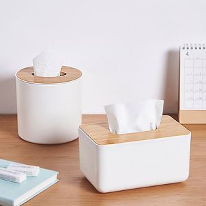 Contenedor de Servilletas con Tapa de Bambú Personalizado 2025, Organizador de Cajas de Pañuelos de Plástico con Logotipo para Uso en el Hogar o en Restaurantes - Product Image 2