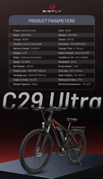 EU UK USA Bigfly C29 Ultra Vélo électrique 750W Vitesse 50KM/H 48V 15Ah Autonomie 50-60 KM Motocyclettes Scooters Vélo électrique