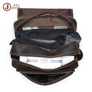 Joyir Men's Retro Leather <b>Backpack</b> 20L Large Capacity Travel Business Commuting <b>Brown</b> Solid Color Detachable Strap - Product Image 3