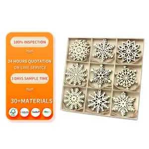 Christmas Wooden Snowflake Ornaments DIY Craft Unfinished Wooden Hollow Decorations