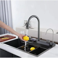 Grands éviers de cuisine multifonctionnels de cascade d'évier de fente simple populaire avec le joint de tasse