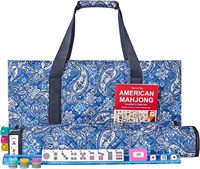 Ensemble de tuiles de mahjong en mélamine américaine avec sac de transport imprimé, 166 tuiles premium, 4 supports tout-en-un, ensemble complet pour les voyages et les cadeaux