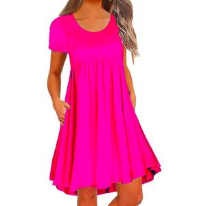 2025 nuovo arrivo <span class=keywords><strong>abbigliamento</strong></span> donna <span class=keywords><strong>taglie</strong></span> <span class=keywords><strong>forti</strong></span> <span class=keywords><strong>Casual</strong></span> abiti a maniche corte con o-collo a tinta unita alla moda - Product Image 4