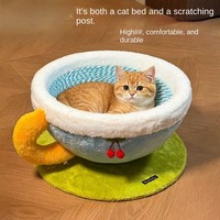 Lit pour chat et griffoir combinés - Griffoir durable recouvert de sisal respirant et anti-déchirures pour une utilisation toute l'année