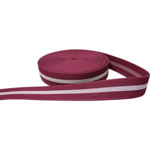 Bande élastique rayée 2,5 cm rouge et blanche, ceinture élastique unilatérale en sergé, bande élastique multicolore - Product Image 4