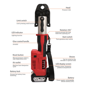 PZ-400C 3-in-1 Mini Pin hoạt động thủy lực công cụ Báo Chí Cáp thép không gỉ Uốn Tóc bồng và cắt hàm với akku - Product Image 5