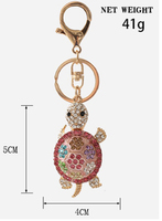 Porte-clés mignon en forme de tortue en strass, porte-clés en métal en forme de tortue de mer, accessoires pour sac, pendentif, porte-clés scintillant en forme de tortue