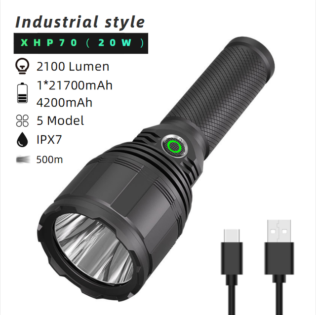 Rechargeable Led Flashlight Waterproof Flash Light High Power Hand Torch XHP70 20w 2000 Lumen Led Torch Light Torchlight