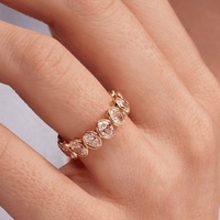 LYBURCHI 925 Sterling Silber Gelbgold Vermeil Runder Brillantschliff Eingravierte Fassung und Ehering Eternity Band Ring