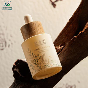 Toptan 30ml bambu ahşap daire özü yağ şişesi gümüş daire damlalık özel buzlanma kozmetik cam şişe cilt bakımı serumu - Product Image 1