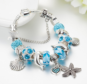 Bracelets de <span class=keywords><strong>plage</strong></span> d'été bleu, coquillage d'étoile de mer, bracelet de requin animal poisson océan - Product Image 3