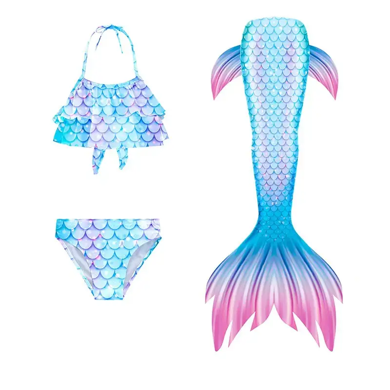 Niñas 3PCS Niños Mermaid Tail Bikini Traje de baño para nadar Traje de baño