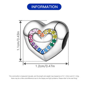 Bracelet original en perles de cuivre blanc - pendentif en perles en forme de cœur arc-en-ciel, un accessoire personnalisé adapté aux hommes et aux femmes - Product Image 3