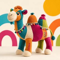 Porte-clés en peluche de luxe, figurine chameau bohème, en tissu multicolore épissé, pour décoration intérieure bohème et cadeau artisanal