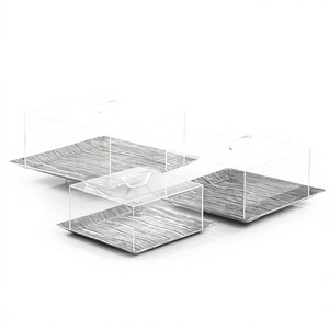 Metal Chocolate <b>Tray</b> With Acrylic Cover <b>Black</b> Antique Finished Designer Luxury New Metal Chocolate <b>Tray</b> - Product Image 1