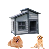 Cage pour chien en métal et bois de qualité supérieure, durable, pour l'extérieur, élégante, moderne, carrée, adorable niche pour animaux