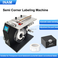 Étiqueteuses semi-automatiques de cartons Machine d'étiquetage de coin de boîte en carton à angle droit Applicateur d'étiquettes de boîte non ouverte