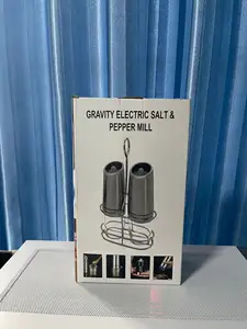 Elektrische Zwaartekracht Zoutpeper Grinder Set Kruidenpot Oplaadbare Zwarte Pepermolen Grinder Set Met Standaard