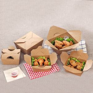 批发定制防油炸鸡盒热卖散热透气烤翅牛皮纸食品包装盒外卖盒 - Product Image 4