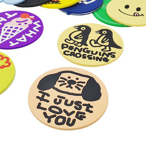 Printed Silicone PVC Drink Coaster Rubber Round <b>Cup</b> <b>Mat</b> Non Slip Heat Resistant Table Protector Pad for Home Office Bar - Product Image 2