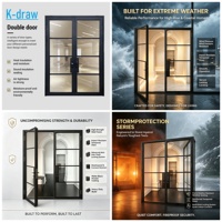 Puerta Francesa de Acero Personalizada con Doble Vidrio Aislante, Diseño de Eficiencia Energética, Fabricante OEM de Fábrica en China
