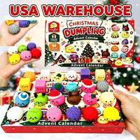 Calendrier de l'Avent personnalisé USA Warehouse : Jouet Squishy Bao de Noël, Boîte Mystère Douce 24 Jours, Anti-stress, Cadeau