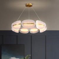 Lámpara de Araña Moderna de Acrílico y Latón con LED, Altura Ajustable, Dorada, Colgante Larga, Regulable, para Hotel, Comedor, Dormitorio, Cocina