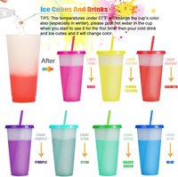 2022 populaire sans BPA 16/24OZ réutilisable personnalisé en plastique changement de couleur froide tasses gobelet tasse avec paille