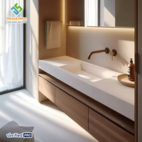 Ensemble de meubles de salle de bain en bois massif moderne OEM, table complète, bureau, armoire, panneau, miroir, lavabo, robinet, bar à domicile, chambre à coucher, entrepôt