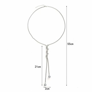Korean Style Long Snake Chain Necklace Silver Zinc Alloy Geometric Pendant Daily Wear Fashion Accessory for Women - Product Image 5