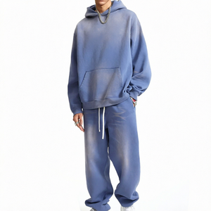 Conjunto de Sudadera con Capucha y Pantalones Deportivos Bordados Personalizados para Otoño, con Cierre Completo, para Entrenamiento y Jogging - Product Image 1