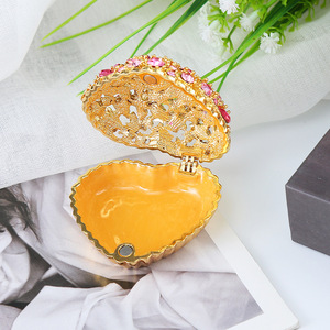 Оптовая продажа: розовая шкатулка в форме сердца с камнями для свадебных подарков, металлические украшения в форме сердца - Product Image 3