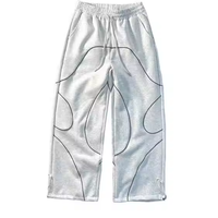 Moda nuevo diseño logotipo personalizado hombres rayas reflectantes pantalones de pierna ancha tejido cargo pantalones de chándal de algodón elástico