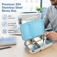 Boîte à lunch compacte à 2 compartiments en acier inoxydable sans BPA, compatible lave-vaisselle, joint en silicone LFGB, réutilisable, grande capacité, bento
