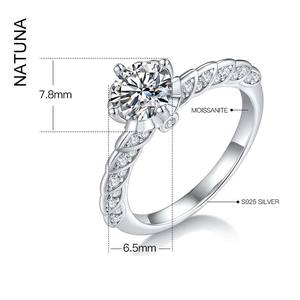 Bijoux Moissanite plaqué <span class=keywords><strong>or</strong></span> blanc 14 carats 1Ct véritable bague <span class=keywords><strong>en</strong></span> argent sterling S925 marché diamant bagues de fiançailles de mariage pour les femmes - Product Image 1