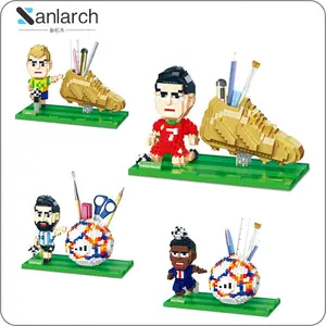 新款笔筒3D模型钻石积木组装足球比赛迷你砖足球运动员人物玩具圣诞礼物