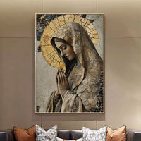 Tableau mural baroque de la Vierge Marie en prière pour église, salon, affiche religieuse chrétienne, peintures sur cristal