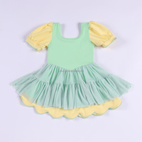Robe de yoga à manches courtes pour filles avec short intégré, robe d'été brodée pour enfants, ourlet à volants, tenue active pour fête, logo personnalisé