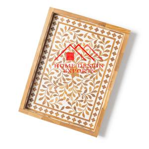 Plateau de service en forme de rectangle avec incrustation d'os décoratif pour la maison, nouveauté 2024 - Product Image 3