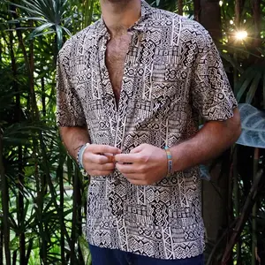 Yingling Turn-down Collar 100% Organic Rayon Summer Casual Shirts Custom Logo Hawaiian Shirt For Men