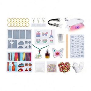 Artistic Resin Jewelry Creation Kit Crystal Clear Hard Cure Resin Portable UV Light Silicone <b>Molds</b> for DIY Crafts Model Keychain - Product Image 3