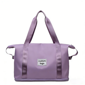 <span class=keywords><strong>Sac</strong></span> de sport pliable de voyage imperméable en nylon violet rose personnalisé, motif géométrique, luxe décontracté pour femmes - Product Image 3