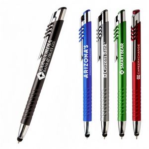 Stylo à bille à écran tactile 2-en-1, stylo en plastique élégant avec grip en caoutchouc et clip chromé - Product Image 2