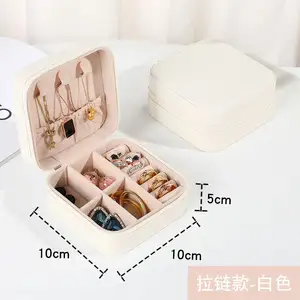 Multi-function Small Pink PU Leather Jewelry Gift Box Rings Earrings Necklace Accessories Travel Case craft box present