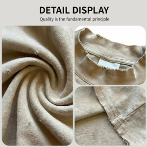 T-shirt da uomo OEM in cotone 100% pesante 260gsm, taglio cropped oversize, tinta unita, lavorazione vintage con lavaggio enzimatico e effetto distressed, stampa DTG con logo personalizzato - Product Image 5