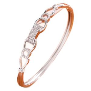 Gold Plated <b>Copper</b> <b>Bangle</b> With Micro Set Zircon Heart Design Adjustable Opening For Women Gift Jewelry Fall 2024 - Product Image 5