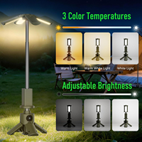 Lampe de camping télescopique rechargeable 8000 mAh avec trépied, affichage numérique et crochet pour voyages en extérieur et pêche