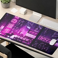 Tapis de souris de jeu PC élégant et cool avec motif de chat du marché nocturne japonais, tapis de gamer, tapis de clavier, tapis de bureau pour ordinateur portable, tapis de sol 900X400